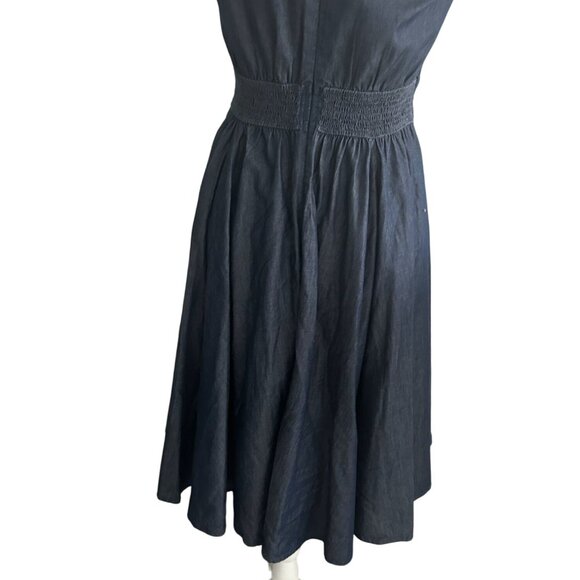 eSHAKTI Denim Scalloped A Line Dress Size Small - Picture 3 of 9